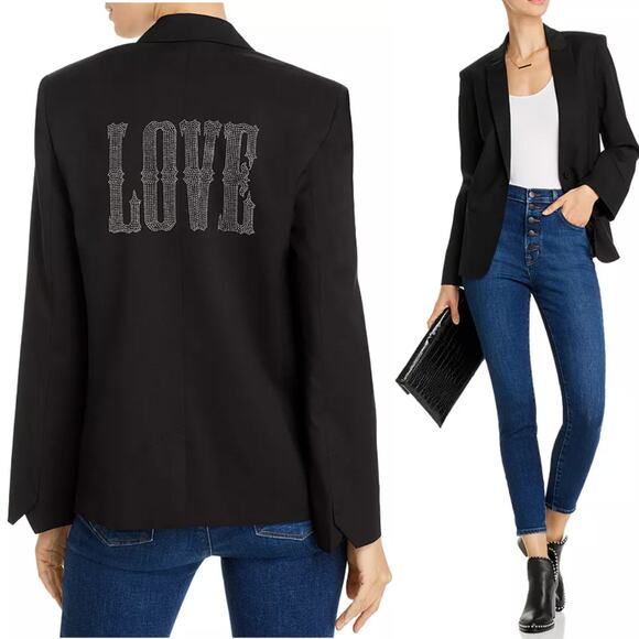 Zadig & Voltaire Love Studded Victor Blazer Size 38 Deluxe Jacket Dark Navy - Picture 1 of 11